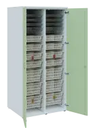 EUROMEDICA D - 90 skříň léková boxová, 2-dveřová, 1950x900x735, korpus bílý, dvířka šedo-zelinkavá